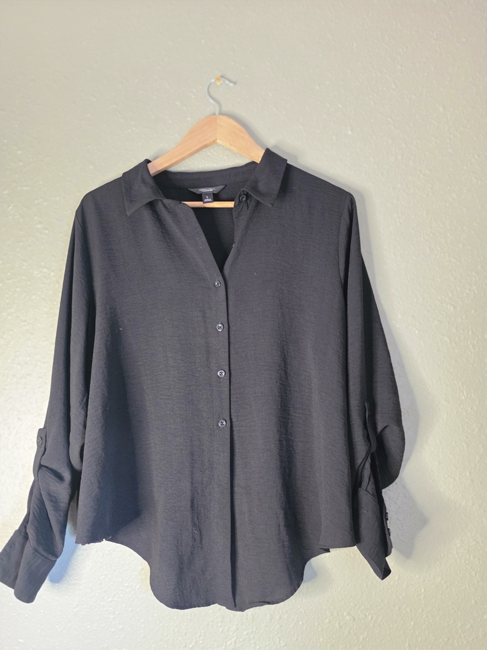 Simply Vera Vera Wang Black Button-Front Collared Blouse